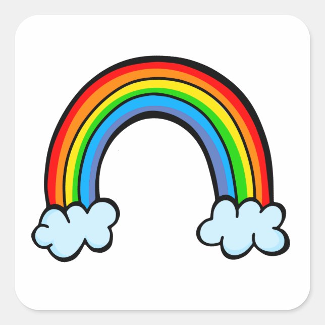 Sticker Carré Cartoon Ciel Nuageux Promise Doodle Ciel Rainbow (Devant)