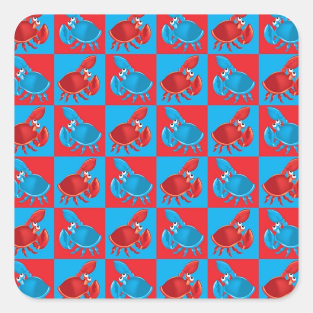 Sticker Carré Cartoon crabe mosaïque (Devant)