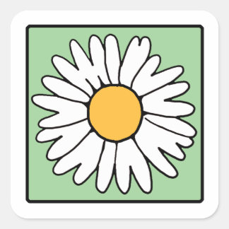 Sticker Carré Cartoon Cute Retro Daisy Spring Garden Flower