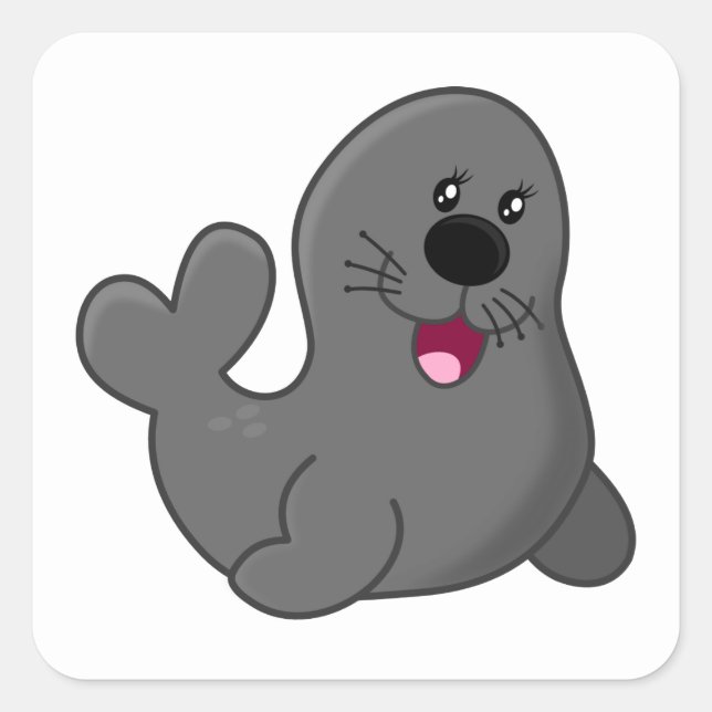 STICKER CARRÉ CARTOON DE GRAY ADORABLE HAPPY ANIMALS SEA CREAT (Devant)