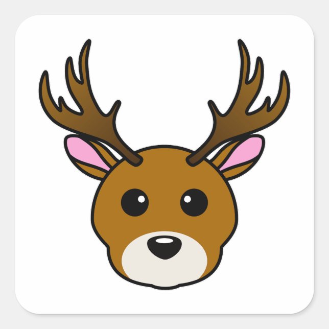 Sticker Carré Cartoon Deer (Devant)