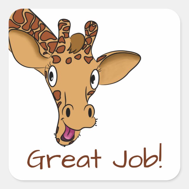 Sticker Carré Cartoon Giraffe personnalisable (Devant)