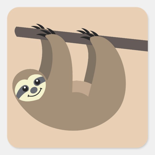 Sticker Carré Cartoon mignon Sloth (Devant)