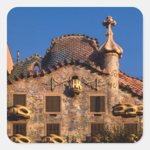 Sticker Carré Casa Batilo, architecture de Gaudi, Barcelone,