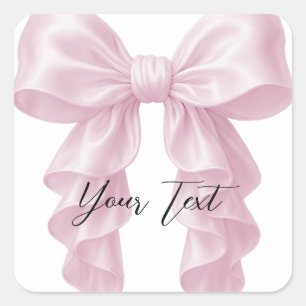 Sticker Carré Cascade Rose Ruban Froncé Élégant Mariage