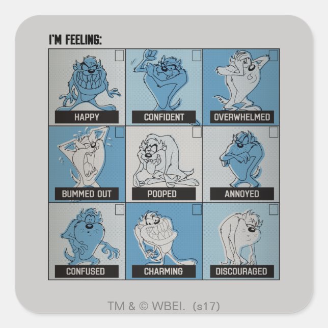 Sticker Carré Case à cocher Émotion TAZ™ (Devant)