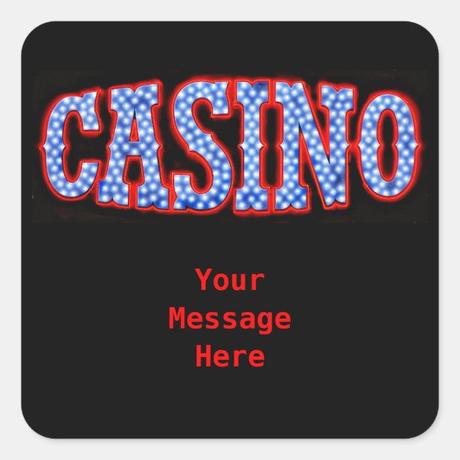 Sticker Carré Casino en Rouge Blanc & Bleu (Devant)