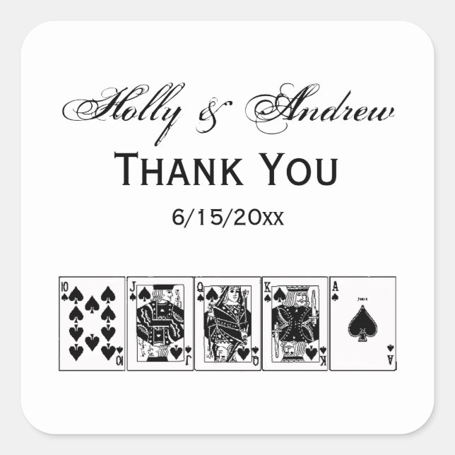 Sticker Carré Casino Night Poker Royal Straight Flush Spades (Devant)