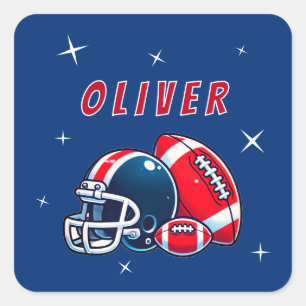 Sticker Carré Casque de ballon de football Dessin animé Sports N