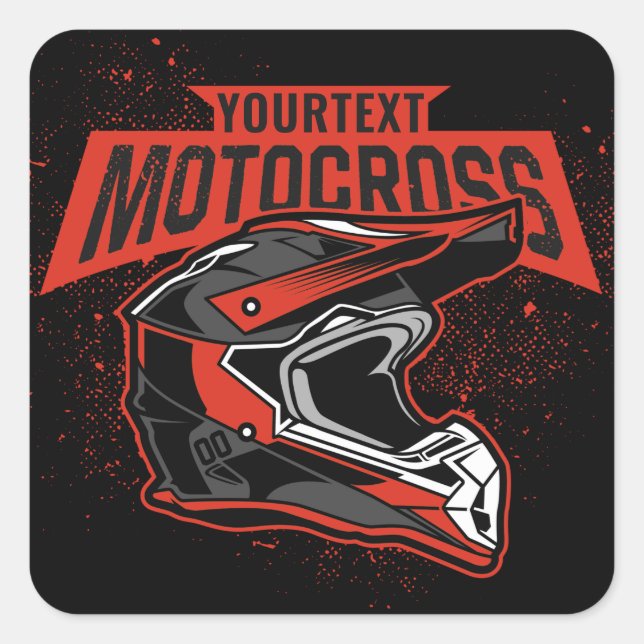 Sticker Carré Casque de course de motocross motocross personnali (Devant)
