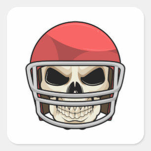Sticker Carré Casque de football crâne