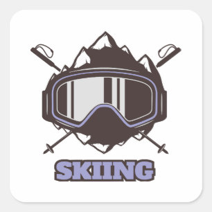 Sticker Carré Casque de ski cool