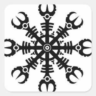 Sticker Carré Casque d'émerveillement - Aegishjalmur No.2 (noir)