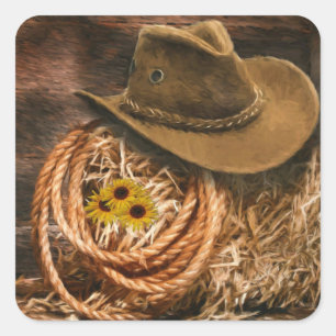 Sticker Carré Casquette Cowboy