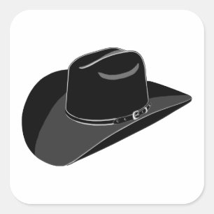 Sticker Carré Casquette de cowboy noir