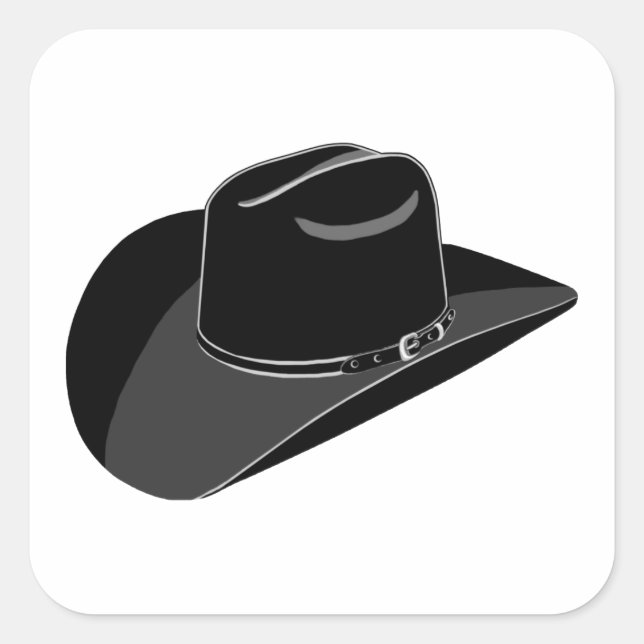 Sticker Carré Casquette de cowboy noir (Devant)