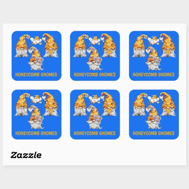 Sticker Carré Casquette de peigne de miel Gnome Miel avec cheval (Feuille)