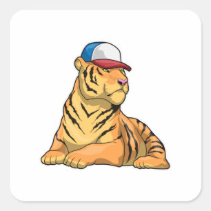 Sticker Carré Casquette de tigre