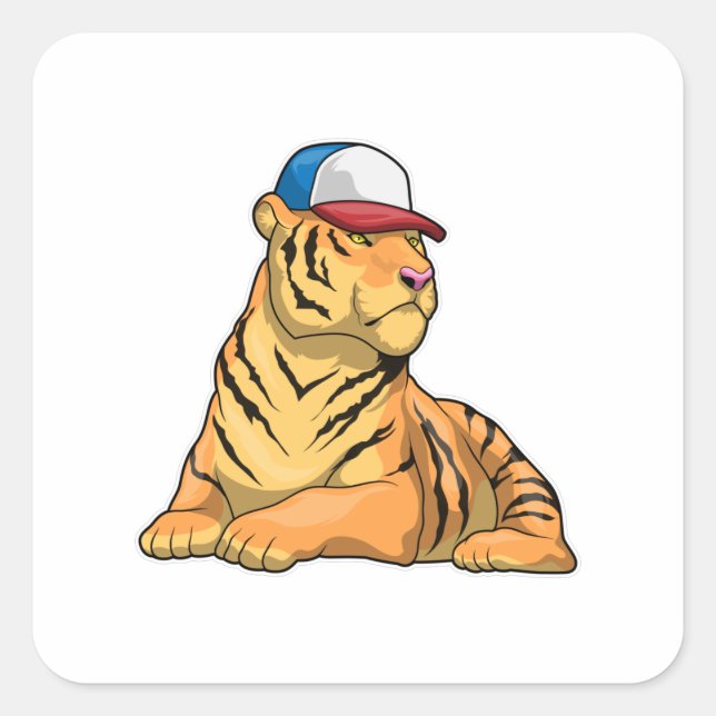 Sticker Carré Casquette de tigre (Devant)