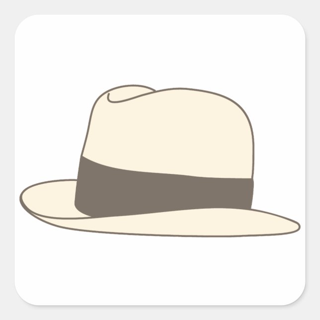 Sticker Carré casquette hipster fedora style rétro (Devant)