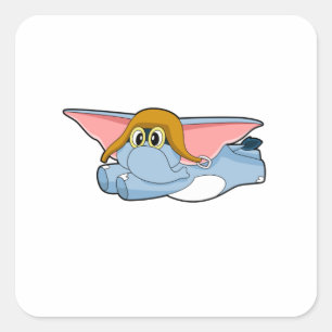 Sticker Carré Casquette pilote éléphant