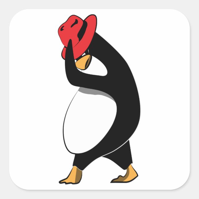 Sticker Carré Casquette rouge Linux (Devant)