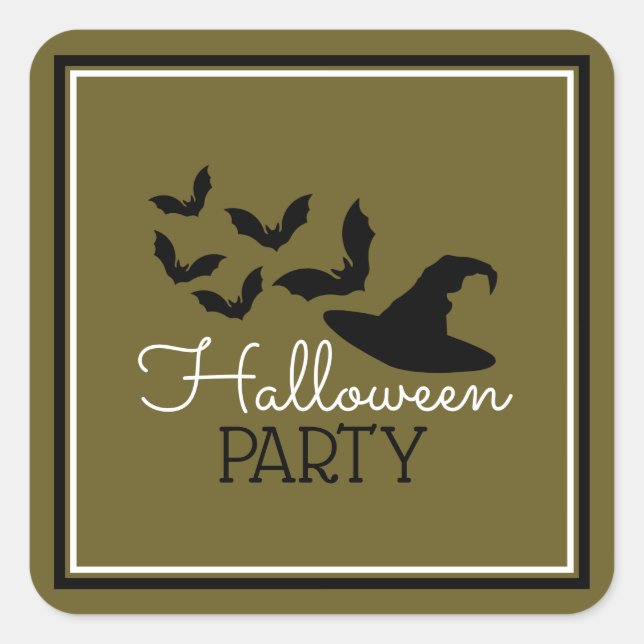 Sticker Carré Casquettes et chauves-souris, fête d'Halloween (Devant)