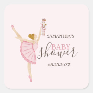 Sticker Carré Casse-Noisette Ballerine Aquarelle Fête de Bébé Ro