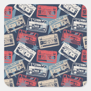 Sticker Carré Cassettes Vielles Musique Vintage sans couture