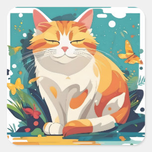 Sticker Carré Cat