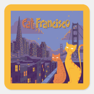 Sticker Carré Cat Francisco