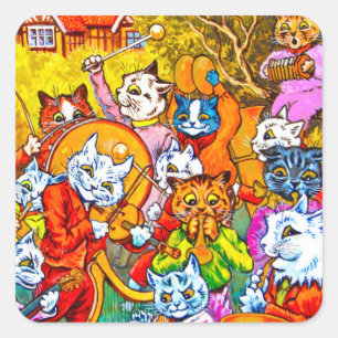 Sticker Carré Cat Musical Band