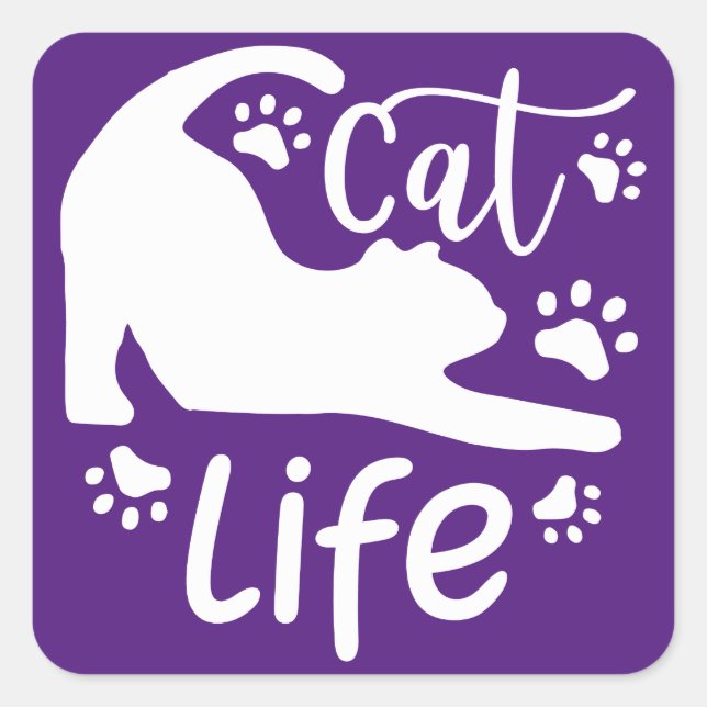 Sticker Carré Cat Stretching Life Paws Enveloppe fermeture (Devant)
