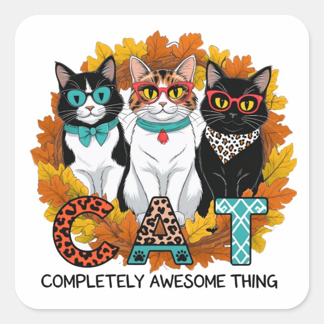 Sticker Carré CAT Tout à fait stupéfiant (Devant)