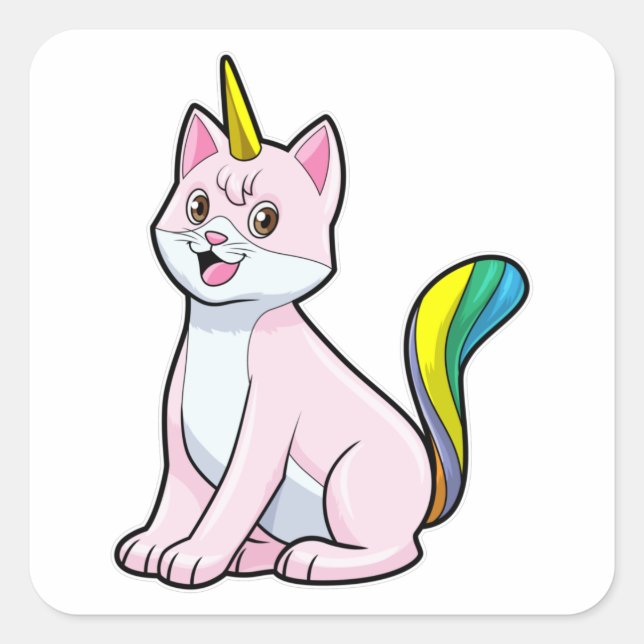Sticker Carré Cat Unicorn (Devant)