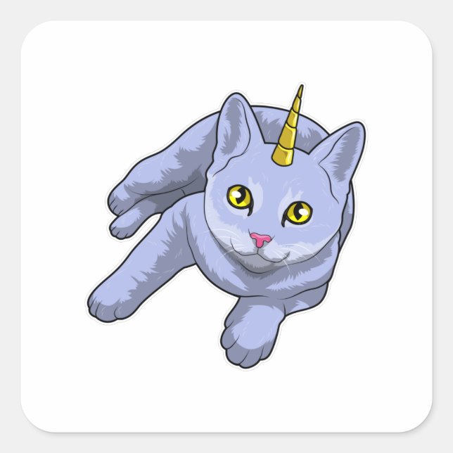 Sticker Carré Cat Unicorn (Devant)