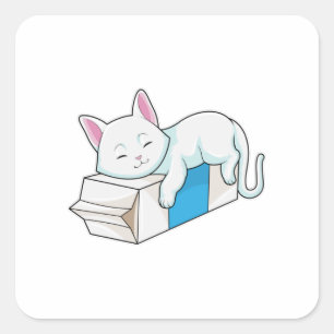Sticker Carré Cat with Milk