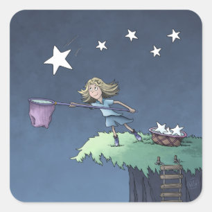 Sticker Carré Catch a Falling Star - Collectionner les souhaits 