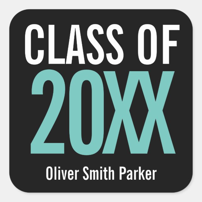 Sticker Carré Catégorie Turquoise Bold Graduation personnalisée (Devant)