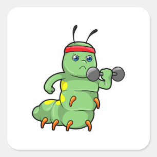 Sticker Carré Caterpillar at Strength entraînement avec Dumbbell