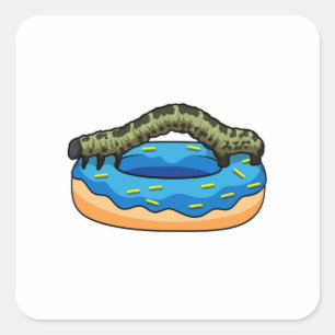 Sticker Carré Caterpillar avec Donut