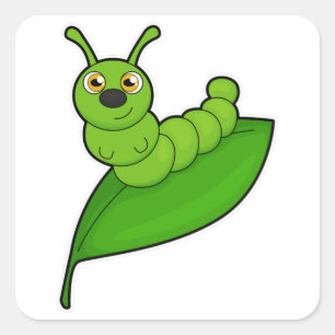 Sticker Carré Caterpillar avec feuille