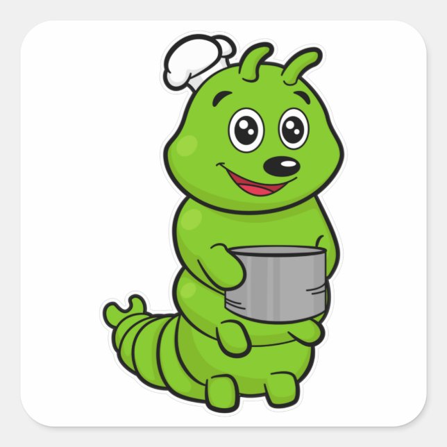 Sticker Carré Caterpillar comme cuire avec pot de Cuisine (Devant)