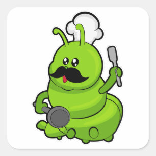 Sticker Carré Caterpillar comme cuisinière avec Moustache