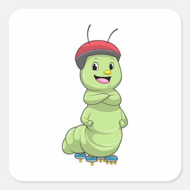 Sticker Carré Caterpillar comme Patineur en ligne avec Roller sk (Devant)