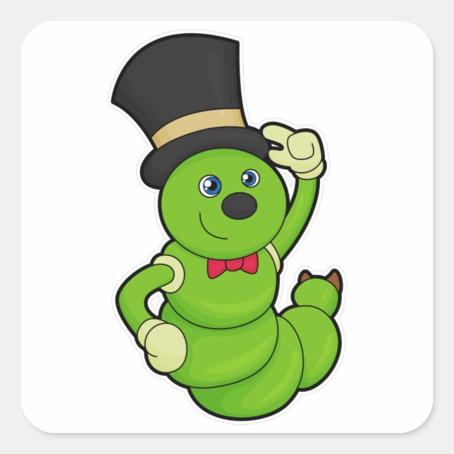 Sticker Carré Caterpillar en Groom avec Casquette (Devant)