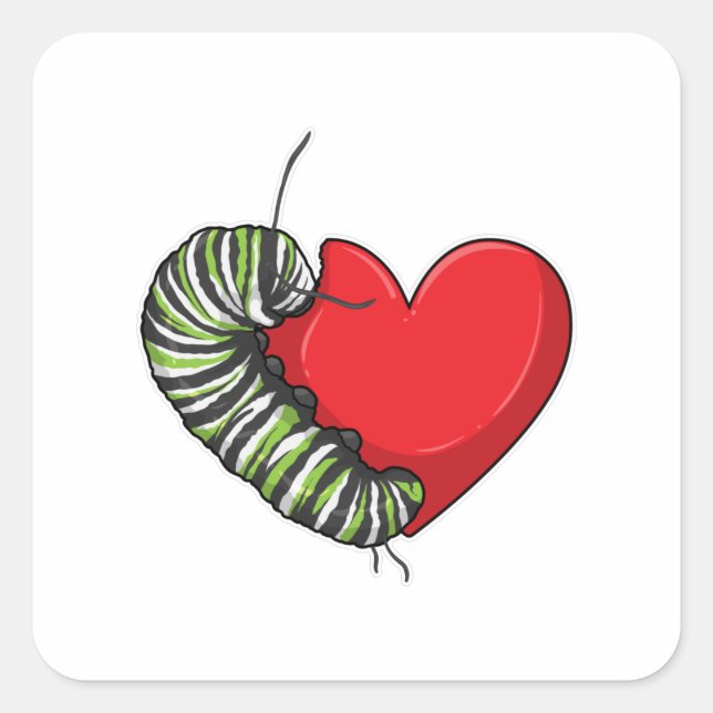 Sticker Carré Caterpillar love heart (Devant)