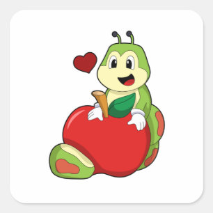 Sticker Carré Caterpillar with Apple