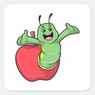 Sticker Carré Caterpillar with Apple