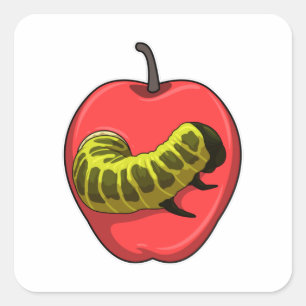 Sticker Carré Caterpillar with Apple